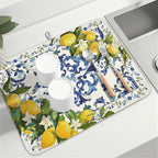 Lemon Dish Drying Mat 24x18 Inch, Italian Olive Tree Dish Drainer Mats Summer - Image 8