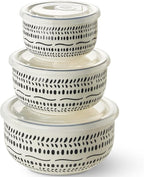 Metahom Ceramic Bowls with Lids Set of 3, Nesting Bowls by Metahom