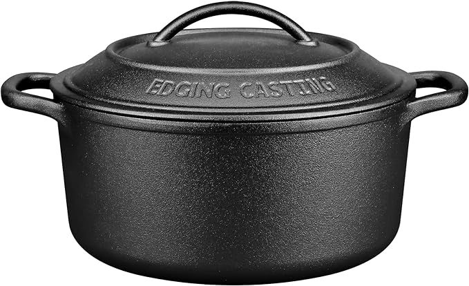 Pre-Seasoned Cast Iron Dutch Oven Pot by EDGINGCOOKWARE