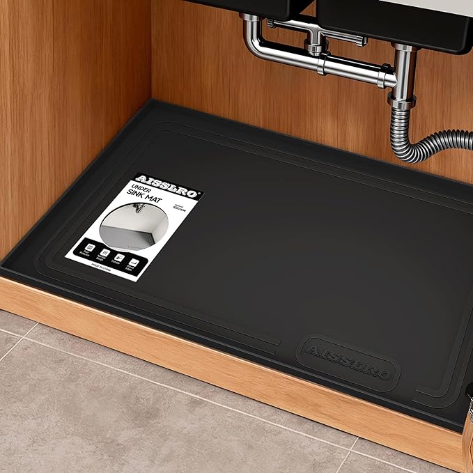 Aisslro Under Sink Mat 25" X 19", Waterproof Silicone Under Sink Mats by AisslroDirect