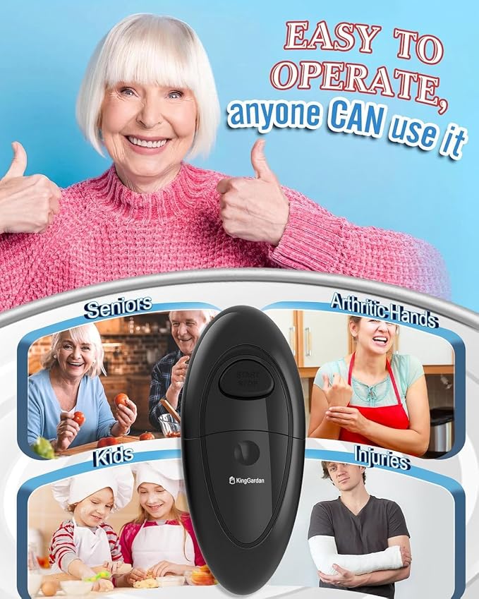 Electric Can Opener, Automatic Hands-Free One Touch, Smooth Edge Safety Cut - Image 2