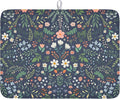 Floral Dish Drying Mat for Kitchen Counter Rustic Flower Leaves Print by Unknown