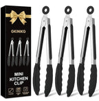 Mini Tongs with Silicone Tips, 7-Inch Small Serving Tongs by GKINIKG