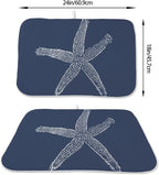 Coastal Beach Dish Drying Mat 18 x 24 inch, Summer Navy Blue Starfish - Image 2