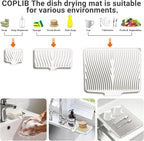 Silicone Dish Drying Mat for Kitchen Counter, Dish Drying Pad, Non-Slip Drain - Image 3
