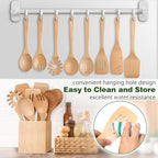HOWHONG Wooden Spoons for Cooking, Beech Wood Kitchen Utensil Set, Premium - Image 3