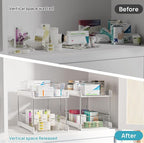 Vtopmart 2 Pack Bathroom Organizer, 2 Tier White Under Sink Organizers Vanity - Image 5