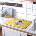 Bee Dish Drying Mat for Kitchen Counter 18x24 Inch Yellow Bumblebee Polka Dots - Image 5