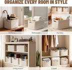 5 Pack White Woven Storage Baskets - Image 6