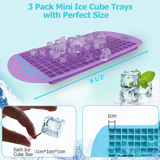 Silicone Mini Ice Cube Trays 2 Pack, 160 Small Ice Cube Molds Easy Release - Image 4
