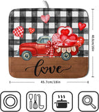 Valentine's Day Red Heart Truck Dish Drying Mat - Image 2
