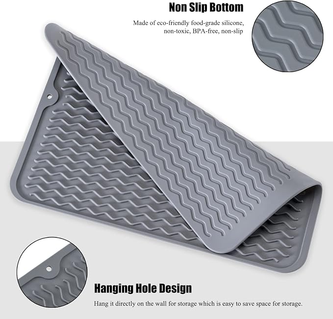 Large 17" x 14" Silicone Dish Drying Mat - Image 4