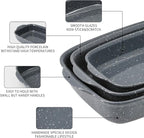 Ceramic Bakeware Dish Set of 3, Rectangular Baking Casserole - Image 4