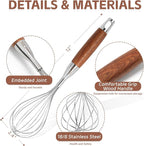 Stainless Steel Whisk Wooden Handle Metal Whisk Balloon Wire Baking Whisks - Image 2
