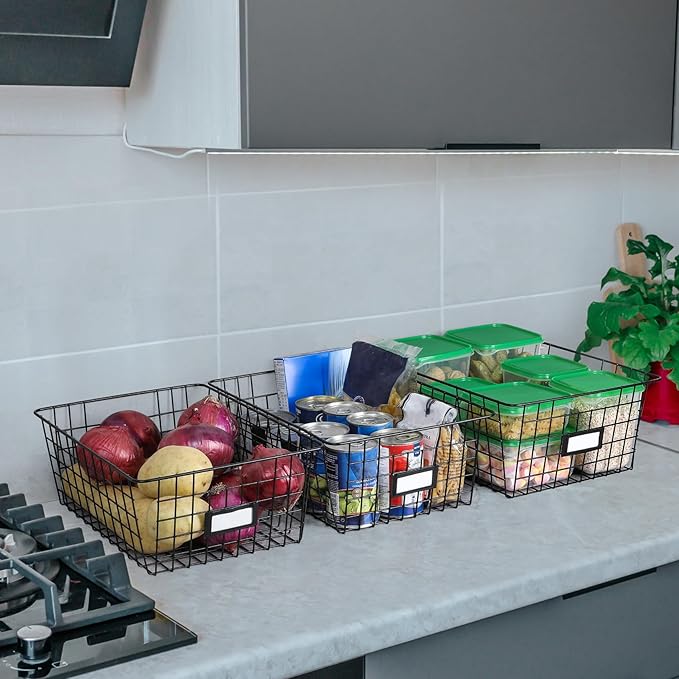 6 Pack Wire Baskets for Pantry Organization and Storage, Kitchen Organizer - Image 7