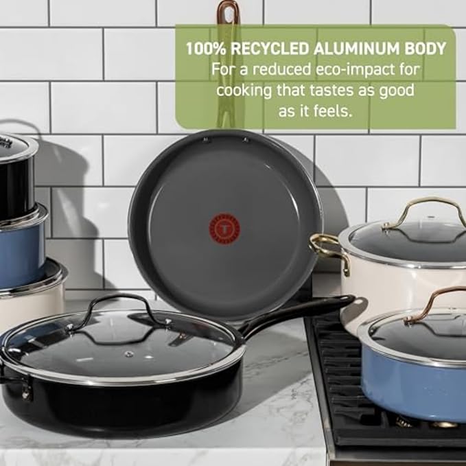 T-Fal Preserve Ceramic Nonstick Frying Pan 2-Pc Set, 8.5" & 11", Oven Broiler - Image 2