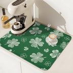 St Patrick's Day Dish Drying Mat 16 x 18 Inch Green Shamrock Dish Drainer Rack - Image 7