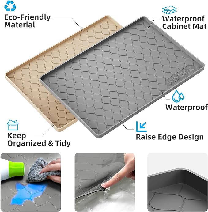 Winisok Silicone Under Sink Mat 34" x 19", kitchen Essentials and Gadgets - Image 2