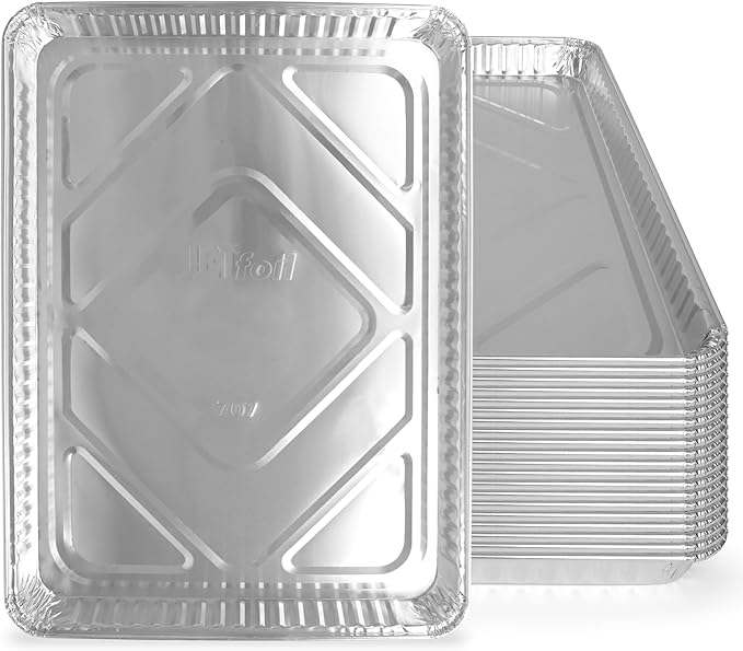 PLASTICPRO Aluminum Pans 100 Pack Disposable Cookie Sheets 9'' x 13'' Baking by PLASTICPRO
