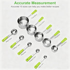 Bopei Measuring Cups and Spoons Set Stainless Steel 10 Piece - Image 2