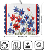Giwawa 4th of July Flower Dish Drying Mat 16"x18" Independence Day Stars Dish - Image 2