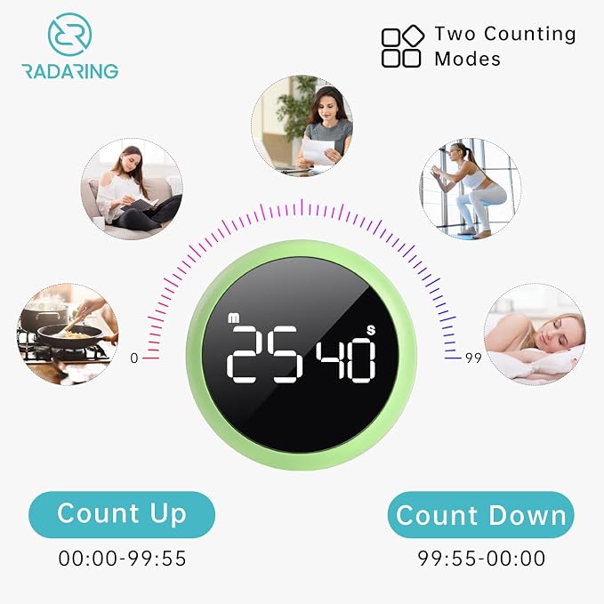 Emerald Quick Que Kitchen Timers, Visual timers Large LED Display Magnetic - Image 5