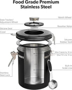 Veken Coffee Canister with Window, Airtight Stainless Steel Kitchen Food - Image 4