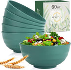 Wrova Wheat Straw Bowls Set 60 OZ Unbreakable Large Cereal Bowls Set of 6 by WROVA