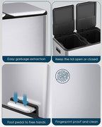 ComfyCorner 16 Gal Dual Trash Can, Stainless Steel Kitchen Garbage Bin - Image 4