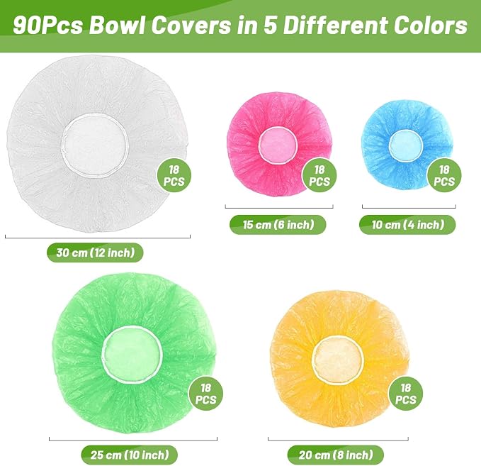 90Pcs Reusable Elastic Food Bowl Storage Covers, Sublaga Bowl Covers, Variety - Image 2