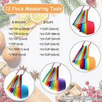 12 Piece Measuring Cups and Spoons Set, Colored Kitchen Measure Tools, Durable - Image 2