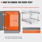VEVOR 2 Tier 20"Wx21.2"Dx15.2"HPull Out Cabinet Organizer, Heavy Duty Slide Out - Image 6