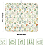 Floral Dish Drying Mat for Kitchen Counter Spring Summer Wild Flowers Diamond - Image 2
