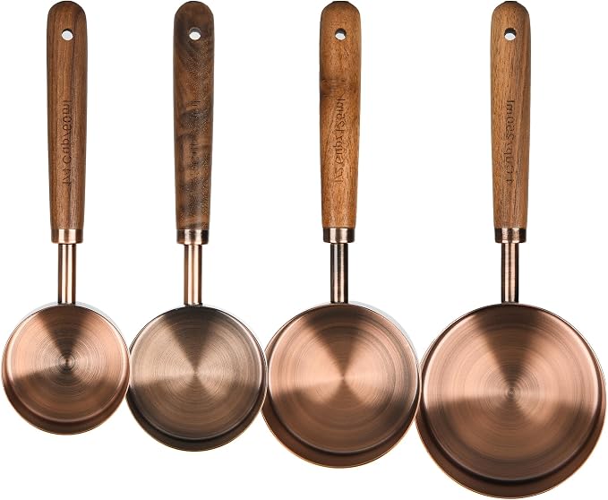 Copper Measuring Cups & Spoons Set 8, Stainless Steel Measuring Cups and Spoons - Image 2
