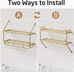 KES 30-Inch Gold Pot Rack Wall Mounted, 2-Tier Hanging Pot and Pan Organizer - Image 8