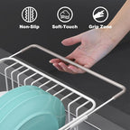 Dish Drying Rack in Sink: Expandable, 3-Slot Utensil Holder, Anti-Slip Handle. - Image 6