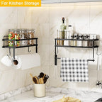 ESOW Paper Towel Holder with Shelf Storage, Adhesive Wall Mount 2-in-1 Basket - Image 2