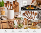 Mother’s Day Wooden Spoons for Cooking Set of 6, Handmade Mango Wood Kitchen - Image 2