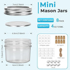 Eathtek Small Mason Jars 8 Pack, 4oz/120ml Mini Canning Jars - Image 2