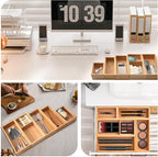 Bamboo Drawer Organizer 5 Pcs for Kitchen Multi-purpose Storage Dividers for - Image 3