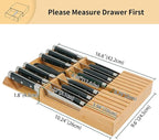 Utoplike in-Drawer Knife Block Bamboo Kitchen Knife Drawer Organizer, Handle - Image 2