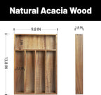 KITEISCAT Acacia Wood Silverware Organizer, Kitchen Utensil Drawer Organizer - Image 2