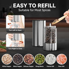 Electric Salt and Pepper Grinder Set Rechargeable, Yumcian Automatic Shakers Set - Image 3
