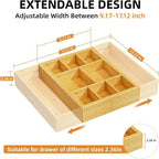 Marbrasse Bamboo Expandable Drawer Organizer, Desk Drawer Organizer Tray - Image 2