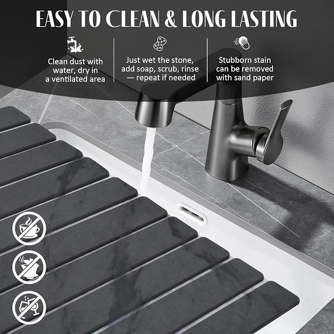 2 PCS Large Stone Dish Drying Mat - Image 6