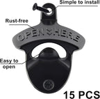 15 Packs Classic Beer Top Opener Wall Mounted Black Screw in Bottle Cap Opener - Image 2