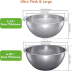 304 Stainless Steel Colander and Strainer, 5QT Large Capacity and 6QT Mixing - Image 7