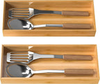 VeyFey Bamboo Drawer Organizer, Stackable Utensil Organizer - Image 7