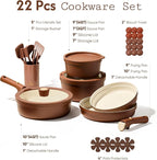 CAROTE 22Pcs Ceramic Cookware Set, Pots and Pans Set Non Stick Removable Handles - Image 7