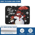 Black Snowman Dish Drying Mats for Kitchen Counter, Winter Snowflake Dish Mat - Image 5
